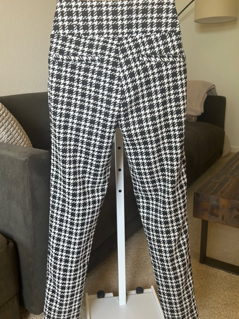 SOHO APPAREL Plaid Black White High Rise Stretch Knit Pull On Pant Size S EUC - Picture 5 of 7